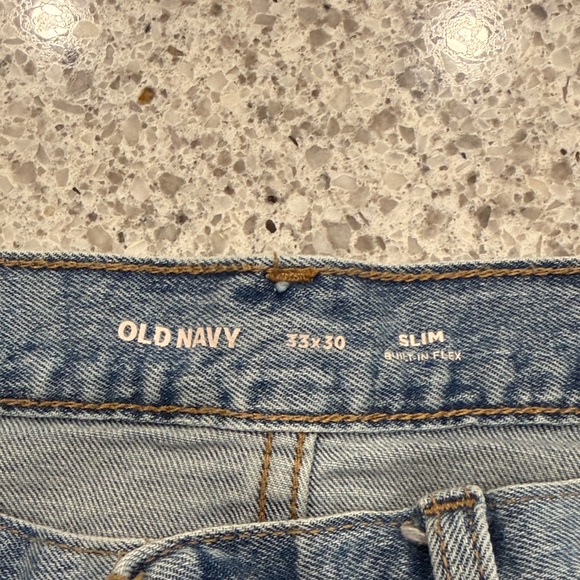 33x30 TWO Pairs Old Navy Men's Slim Jeans - Light Blue & Dark Blue Washes - Picture 2 of 5